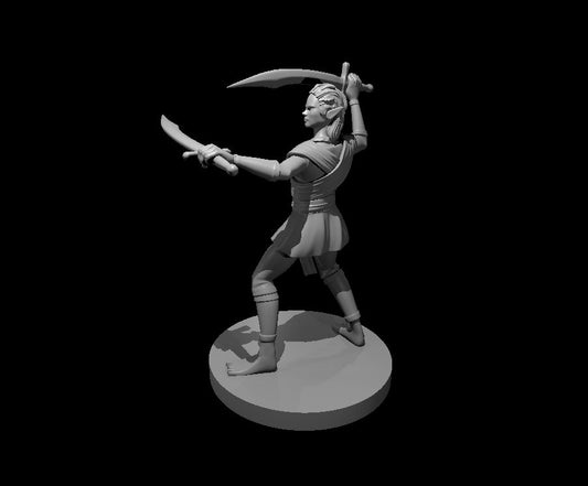Elf Female Fighter Two Scimitar - YourMiniature Tabletop Figuren